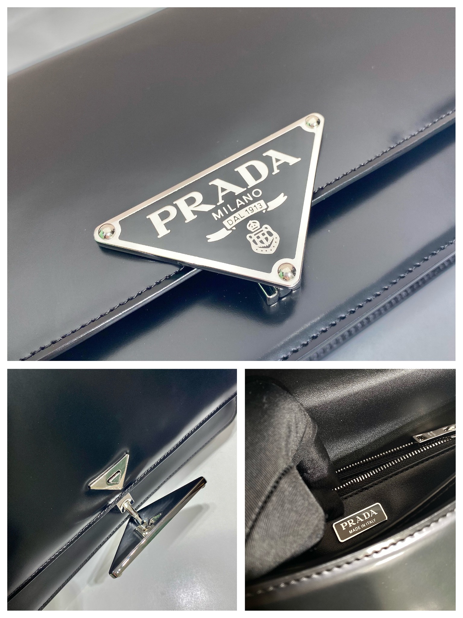 Prada Leather Bag Shoulder Bag Handbag Black 1BD321